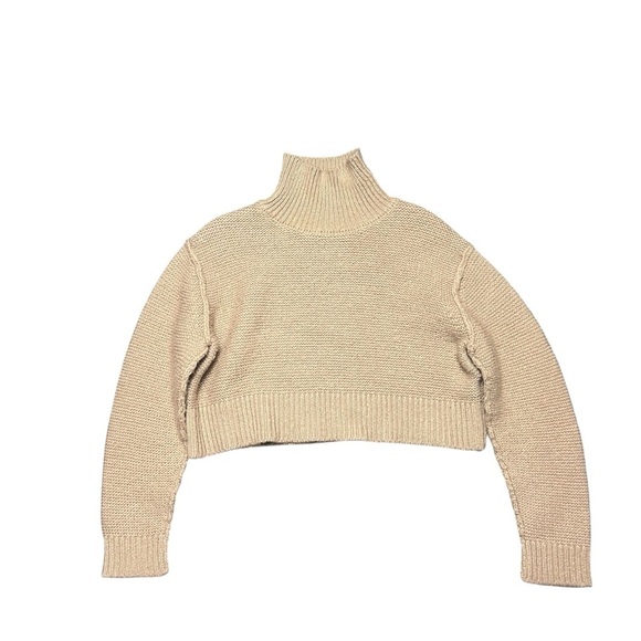 ELODIE Mockneck Crop Sweater In Light Sand Large - Picture 2 of 7